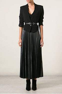 Black colour outfit, you must try with formal wear, blazer, skirt: Black Outfit,  High-Low Skirt  