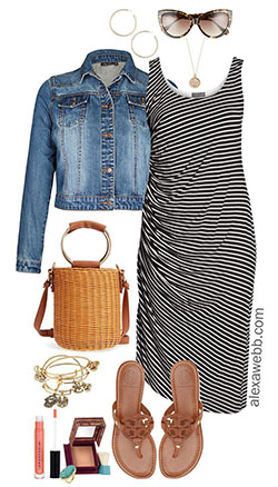 Plus size striped dress outfit: Evening gown,  Brown Outfit  