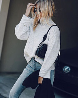 Colour outfit ideas 2020 with sweater, blazer, jeans: Street Style,  Classy Winter Dresses  
