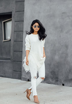 White dresses ideas with leggings, jacket, jeans: fashion model,  White Outfit,  Street Style,  White Dress  