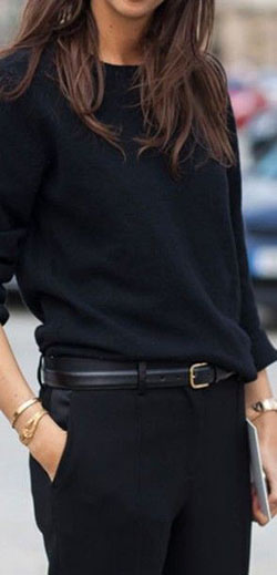 Black cashmere sweater street style: Black Outfit,  Cashmere wool,  Street Style,  Little Black Dress  