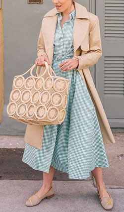 Turquoise and beige style outfit with polka dot, skirt handbag, shoe: Street Style,  Beige Suit  
