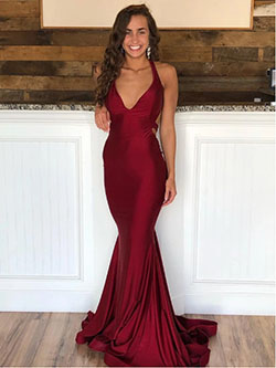 Burgundy prom dresses mermaid bridal party dress, bridesmaid dress: Backless dress,  Wedding dress,  Evening gown,  Bridesmaid dress,  fashion model,  Prom Dresses,  Haute couture,  Formal wear,  Bridal Party Dress,  Red Outfit  