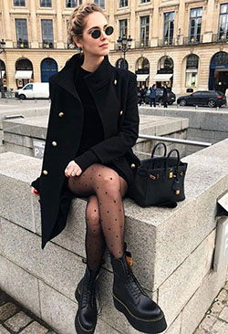 Classy outfit with trousers, blazer, skirt: Black Outfit,  winter outfits,  Grunge fashion,  Street Style  