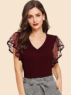 Maroon and pink blouse, top, outfit designs: Women Dress Outfit,  Maroon And Pink Outfit,  Maroon Outfit  