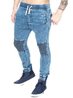 Jogger jeans men: Slim-Fit Pants,  Electric blue,  Casual Outfits,  Joggers Outfit,  Electric Blue And Blue Outfit  