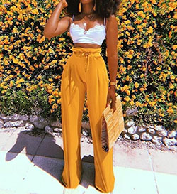 Colour outfit ideas 2020 yellow pants outfit slim fit pants, fashion model: fashion model,  Date Outfits,  Orange And Yellow Outfit  