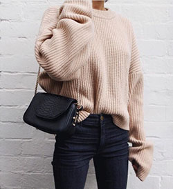 Beige and brown colour dress with sweater, shirt, jeans: Jeans Outfit,  Street Style,  Beige And Brown Outfit  