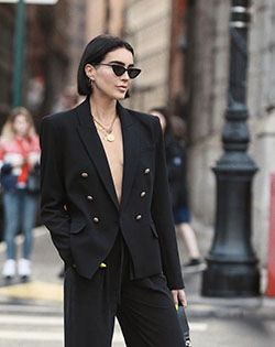 L agence kenzie double breasted blazer: Black Outfit,  Formal wear,  Street Style  