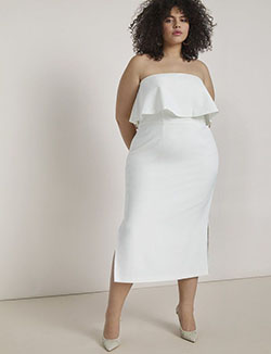 White outfit instagram with strapless dress, cocktail dress, wedding dress: Cocktail Dresses,  Wedding dress,  Strapless dress,  fashion model,  White Outfit,  Plus size outfit  
