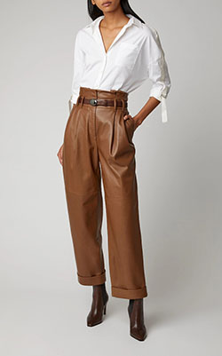 Brown leather pants outfit highwaist: Brown Outfit,  Pant Outfits  