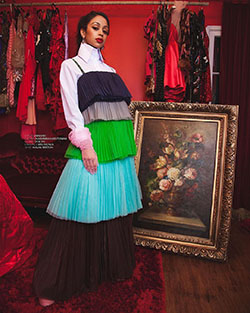 Magenta and green dress formal wear, fashion tips: Fashion photography,  Liza Koshy,  Magenta And Green Outfit  
