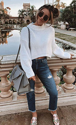 Chunky sweater with boyfriend jeans | Boyfriend Jeans Outfit Ideas ...