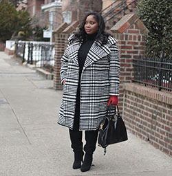 Outfit ideas with fur clothing, overcoat, leather: winter outfits,  Fur clothing,  Street Style,  Plus size outfit,  Wool Coat  