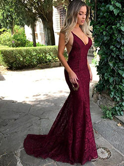 Classy outfit burgundy prom dresses bridal party dress, spaghetti strap: Backless dress,  Evening gown,  Spaghetti strap,  fashion model,  Prom Dresses,  Bridal Party Dress,  Maroon Outfit  