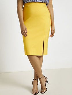 Yellow and beige outfit Pinterest with pencil skirt, miniskirt, skirt: Clothing Ideas,  Pencil skirt,  fashion model,  Plus size outfit,  Yellow And Beige Outfit  