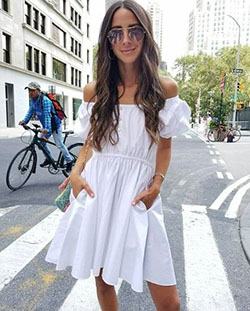 White colour outfit with: party outfits,  White Outfit,  Aviator sunglasses,  Street Style  