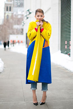 Primary colors street style, street fashion, primary color, electric blue, street style, fashion week: Street Style,  Fashion week,  Electric blue,  Date Outfits,  Electric Blue And Yellow Outfit  