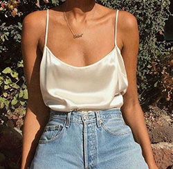 Silk shirt mom jeans, sleeveless shirt, mom jeans, crop top, t shirt: Crop top,  Sleeveless shirt,  Mom jeans,  T-Shirt Outfit,  Teen outfits,  White Outfit  