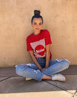 White and blue denim, jeans, hot legs picture: White And Blue Outfit,  Veronica Merrell Instagram  