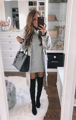 Chic casual winter outfits knee high boot, winter clothing: winter outfits,  Boot Outfits,  Knee High Boot  