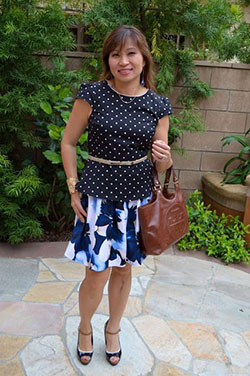 Blue fashionnova printed skirt with polka dot top: Polka dot,  Skirt Outfits,  Blue Outfit,  Skirt Outfit Ideas  