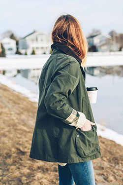 Jess ann kirby barbour, barbour beadnell, street fashion, trench coat: Trench coat,  green outfit,  Street Style,  Jacket Outfits  