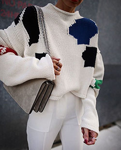 White colour outfit ideas 2020 with sweater: fashion blogger,  Jeans Outfit,  T-Shirt Outfit,  White Outfit,  Street Style  