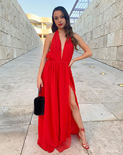 Vanessa Merrell dress formal wear outfit pinterest, fashion photoshoot: Formal wear,  Red Dress,  TikTok Star Vanessa Merrell  