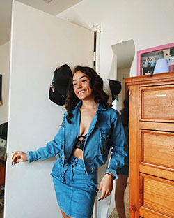 Black and blue denim, jeans, outfit designs: Black And Blue Outfit,  Hailey Orona Instagram,  Denim Top  