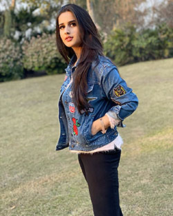 Electric blue and blue jacket, jeans, denim: Electric blue,  Electric Blue And Blue Outfit,  Alishbah Anjum Instagram  