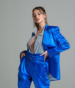 Electric blue and cobalt blue leather, jacket, wardrobe ideas: Cobalt blue,  Electric blue,  Electric Blue And Cobalt Blue Outfit,  Lea Elui TikTok  