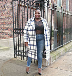 Lookbook fashion with jacket, tartan, denim: Street Style,  Plus size outfit  