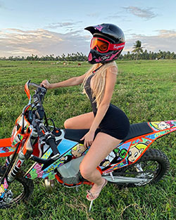 Alexa Dellanos, recreation, motorcycle, grassland: Alexa Dellanos Pics  