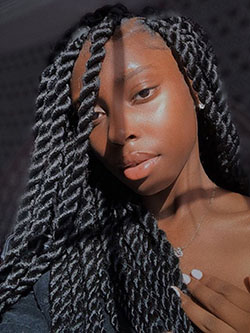 Black clothing ideas with braid: Long hair,  Hairstyle Ideas,  Box braids,  Braided Hairstyles,  Black Outfit,  Black hair  