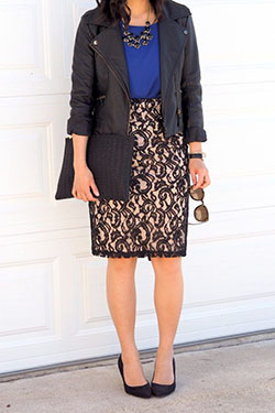 Brown and black outfit ideas with pencil skirt, formal wear, leather: Pencil skirt,  Formal wear,  Skirt Outfits,  Brown And Black Outfit  