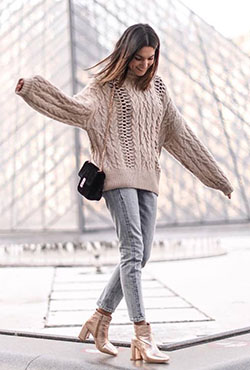 Brown and white beautiful clothing ideas with leggings, sweater, jeans: Casual Outfits,  Street Style  