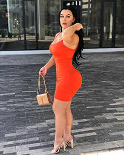 orange outfits for women with cocktail dress, legs picture: Cocktail Dresses,  Instagram girls,  Orange Dress  