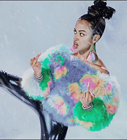 Liza Koshy feather, fur matching dress, Outerwear: Fashion photography,  instafashion,  Liza Koshy,  Costume design  