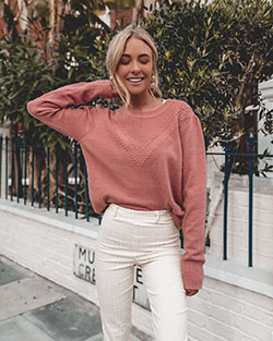 Beige and white jeans, in blond hairs, fashion wear: Beige And White Outfit,  Nicola Hughes  