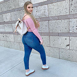 Electric blue and pink denim, jeans, blond hairs: Electric blue,  Instagram girls,  Electric Blue And Pink Outfit  