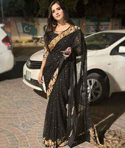 Alishbah Anjum dress formal wear, blouse, sari colour outfit: Formal wear,  Sari,  Alishbah Anjum Instagram  
