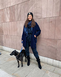 Emily DiDonato beanie, jeans, coat style outfit: BEANIE,  coat,  Jeans Outfit  
