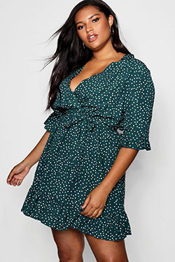 Trendy clothing ideas with wrap dress, polka dot, day dress, top: fashion model,  Long hair,  Date Outfits,  day dress  
