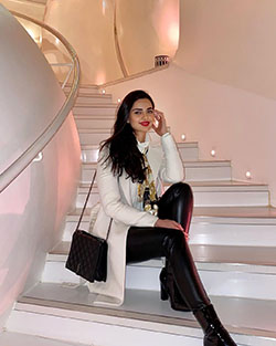Mahlagha Jaberi legs picture, outfit ideas, outerwear: 