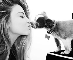 Ashley Alexiss beautiful girls pictures, black-and-white, companion dog: Puppy love,  Instagram girls,  Ashley Alexiss Instagram  