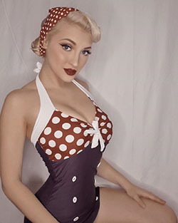 Anna Faith lingerie top, retro style dress for girls, Hot Model Picture: Polka dot,  Retro style,  Instagram girls,  Lingerie Top  