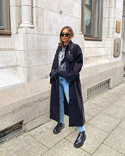 Casual Outfits For Going Out trench coat, denim, jeans colour combination: Denim,  Trench coat,  coat,  Jeans Outfit  