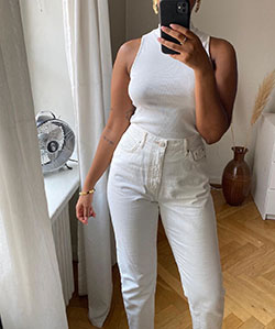 White style outfit with sportswear, trousers, jeans: White Outfit  