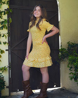 yellow dresses ideas with dress, woman thighs, legs picture: yellow outfit,  Piper Rockelle Instagram  